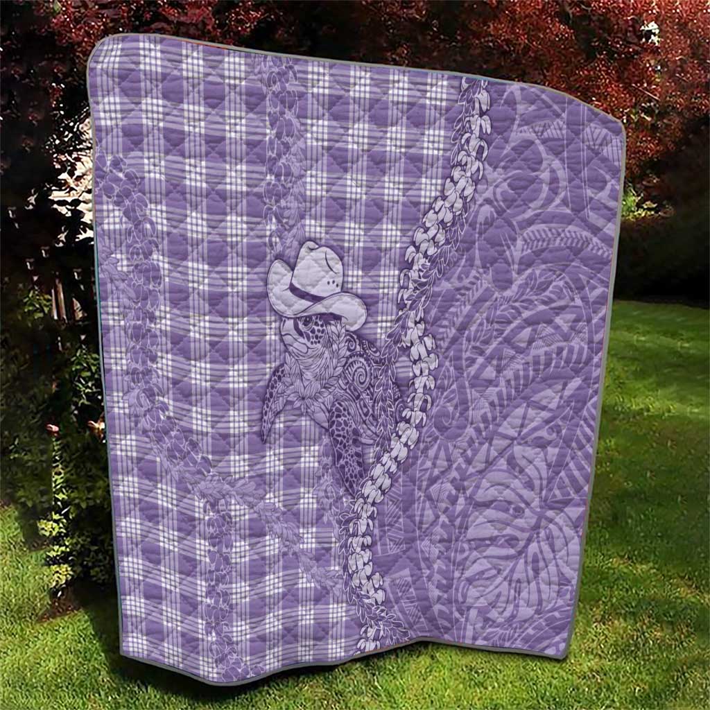 Purple Hawaii Palaka Cowboy Turtle Quilt Hawaiian Paniolo Puakenikeni Maile Lei - Polynesian Pride