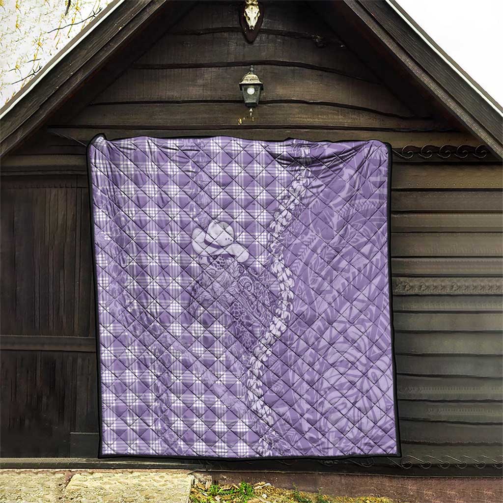 Purple Hawaii Palaka Cowboy Turtle Quilt Hawaiian Paniolo Puakenikeni Maile Lei - Polynesian Pride