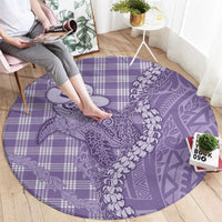 Purple Hawaii Palaka Cowboy Turtle Round Carpet Hawaiian Paniolo Puakenikeni Maile Lei - Polynesian Pride