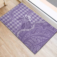 Purple Hawaii Palaka Cowboy Turtle Rubber Doormat Hawaiian Paniolo Puakenikeni Maile Lei - Polynesian Pride