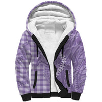 Purple Hawaii Palaka Cowboy Turtle Sherpa Hoodie Hawaiian Paniolo Puakenikeni Maile Lei - Polynesian Pride