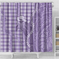 Purple Hawaii Palaka Cowboy Turtle Shower Curtain Hawaiian Paniolo Puakenikeni Maile Lei - Polynesian Pride