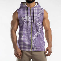 Purple Hawaii Palaka Cowboy Turtle Sleeveless Zip Hoodie Hawaiian Paniolo Puakenikeni Maile Lei - Polynesian Pride