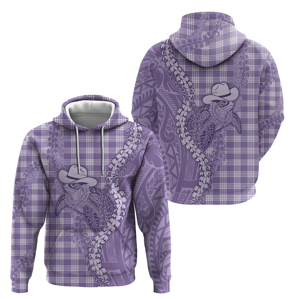 Purple Hawaii Palaka Cowboy Turtle Zip Hoodie Hawaiian Paniolo Puakenikeni Maile Lei - Polynesian Pride