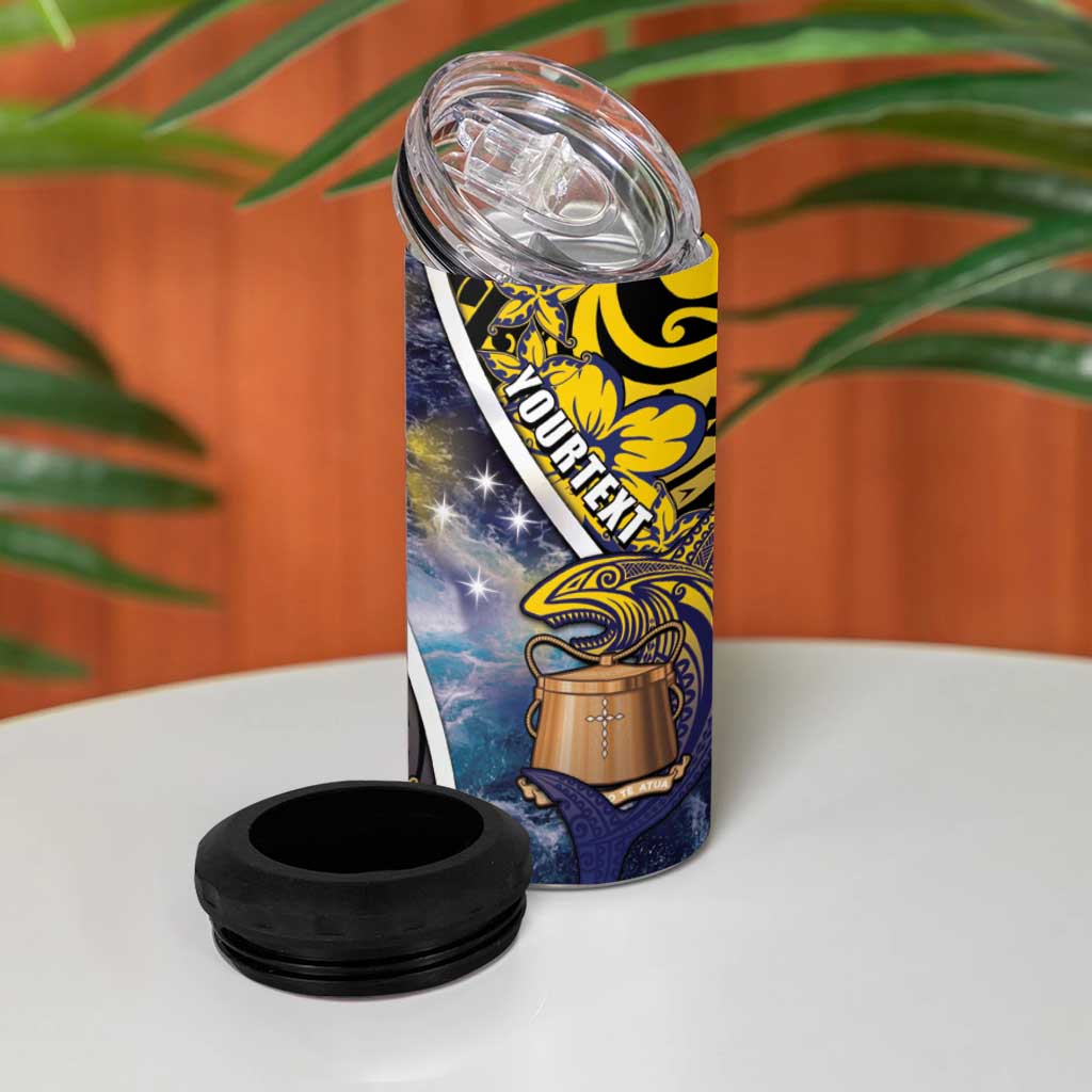 Personalised Tokelau 4 in 1 Can Cooler Tumbler National Badge Waves Style
