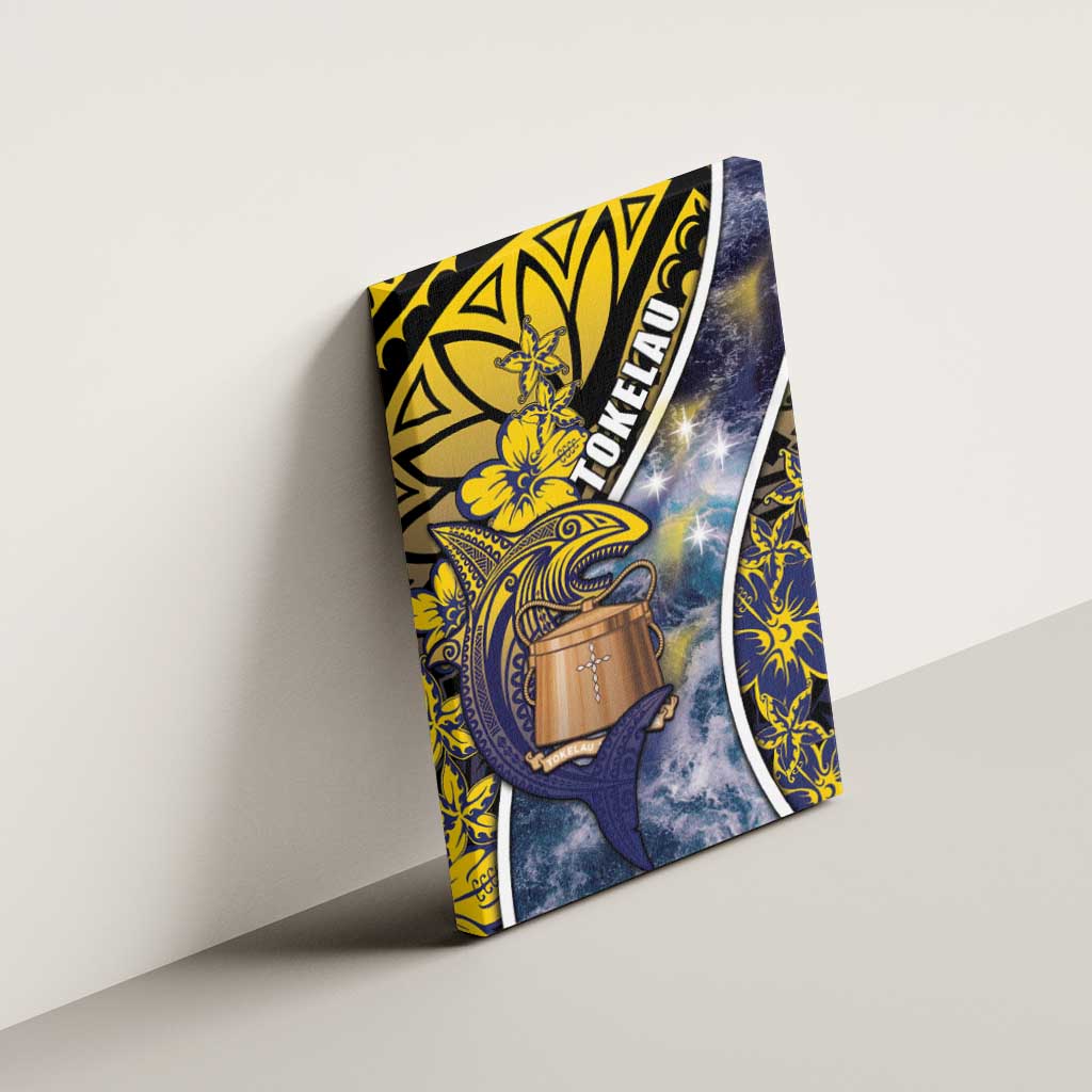 Tokelau Canvas Wall Art National Badge Waves Style