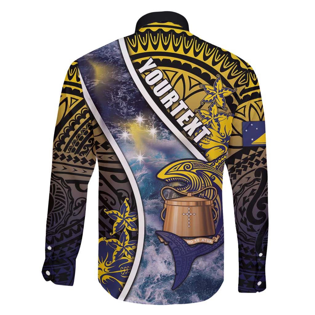 Personalised Tokelau Family Matching Long Sleeve Bodycon Dress and Hawaiian Shirt National Badge Waves Style