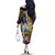 Personalised Tokelau Family Matching Off The Shoulder Long Sleeve Dress and Hawaiian Shirt National Badge Waves Style