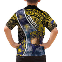 Personalised Tokelau Family Matching Off Shoulder Maxi Dress and Hawaiian Shirt National Badge Waves Style