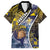 Personalised Tokelau Family Matching Off Shoulder Short Dress and Hawaiian Shirt National Badge Waves Style