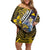 Personalised Tokelau Family Matching Off Shoulder Short Dress and Hawaiian Shirt National Badge Waves Style