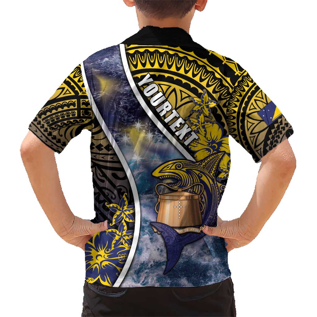 Personalised Tokelau Kid Hawaiian Shirt National Badge Waves Style