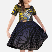 Personalised Tokelau Kid Short Sleeve Dress National Badge Waves Style