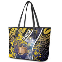 Tokelau Leather Tote Bag National Badge Waves Style