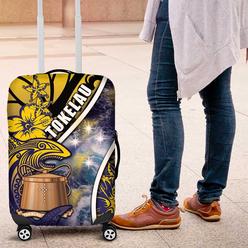 Tokelau Luggage Cover National Badge Waves Style DT05 Yellow - Polynesian Pride
