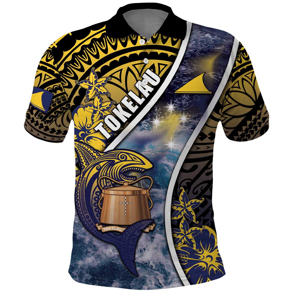 Personalised Tokelau Polo Shirt National Badge Waves Style