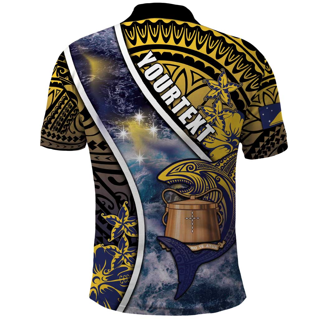 Personalised Tokelau Polo Shirt National Badge Waves Style