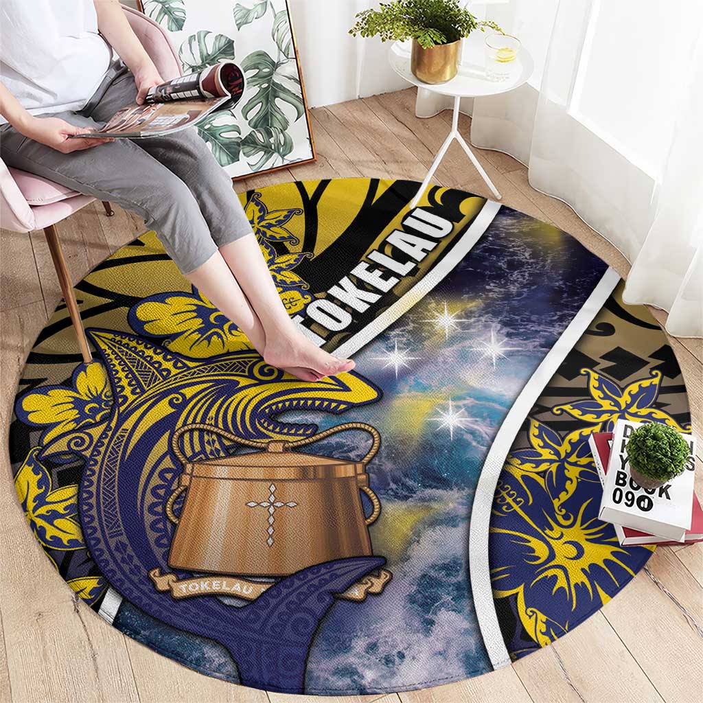 Tokelau Round Carpet National Badge Waves Style