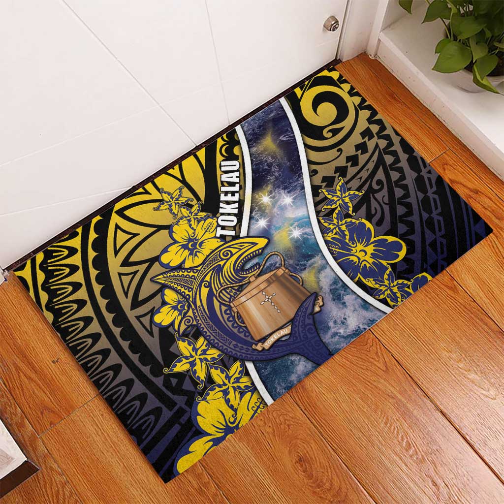 Tokelau Rubber Doormat National Badge Waves Style