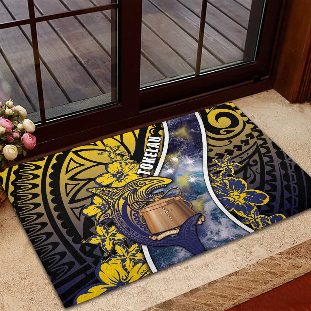 Tokelau Rubber Doormat National Badge Waves Style