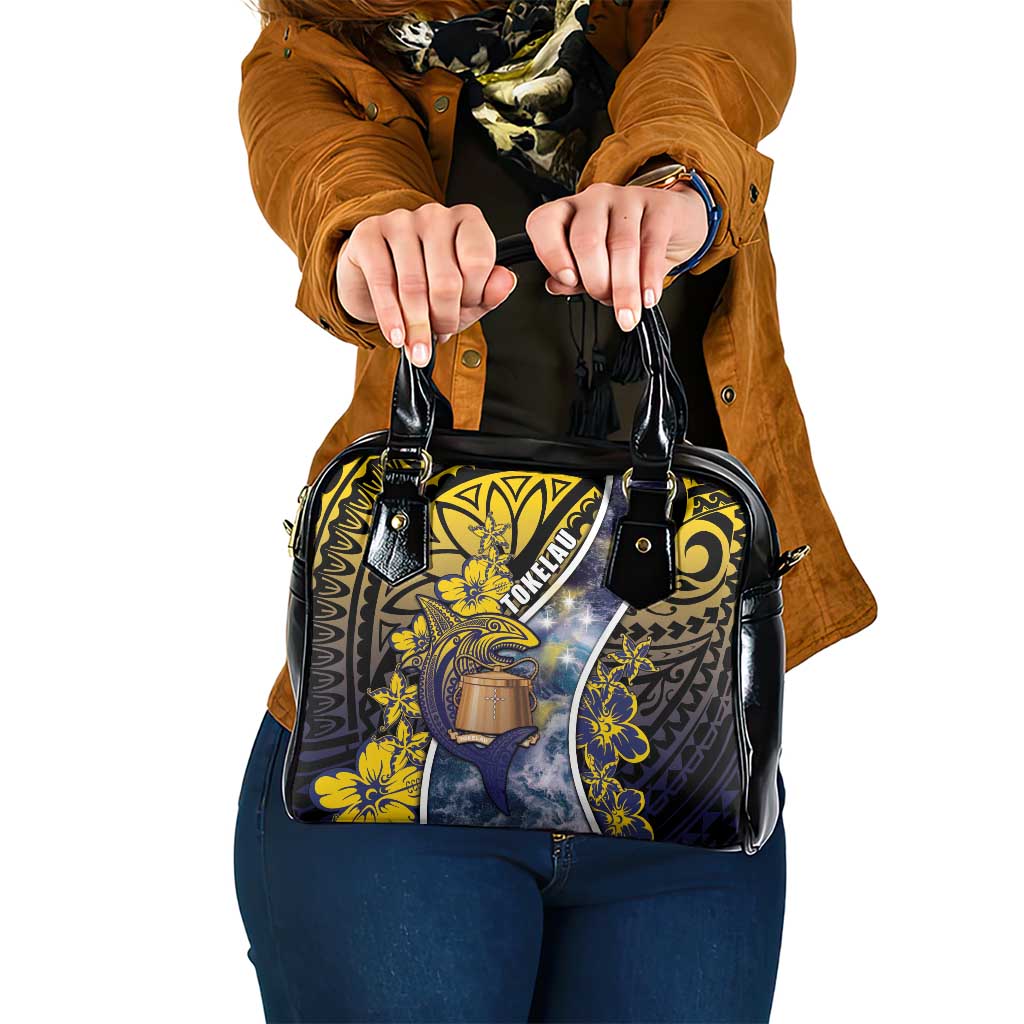 Tokelau Shoulder Handbag National Badge Waves Style DT05 One Size Yellow - Polynesian Pride