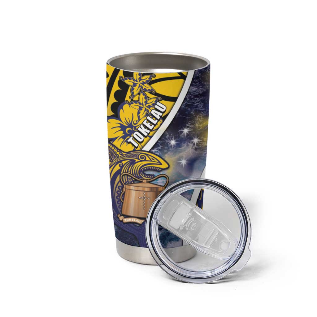 Personalised Tokelau Tumbler Cup National Badge Waves Style DT05 - Polynesian Pride