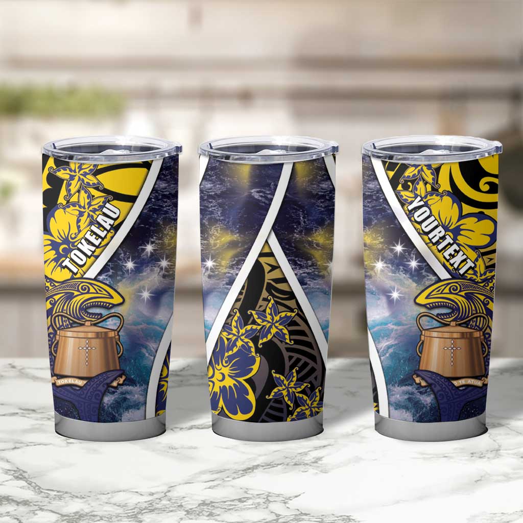 Personalised Tokelau Tumbler Cup National Badge Waves Style DT05 - Polynesian Pride