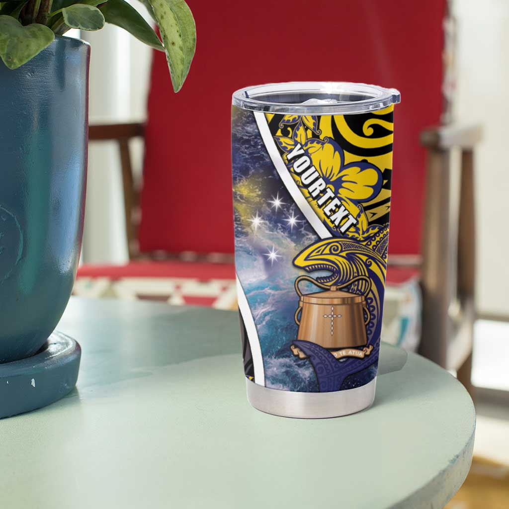 Personalised Tokelau Tumbler Cup National Badge Waves Style DT05 - Polynesian Pride