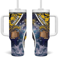 Personalised Tokelau Tumbler With Handle National Badge Waves Style