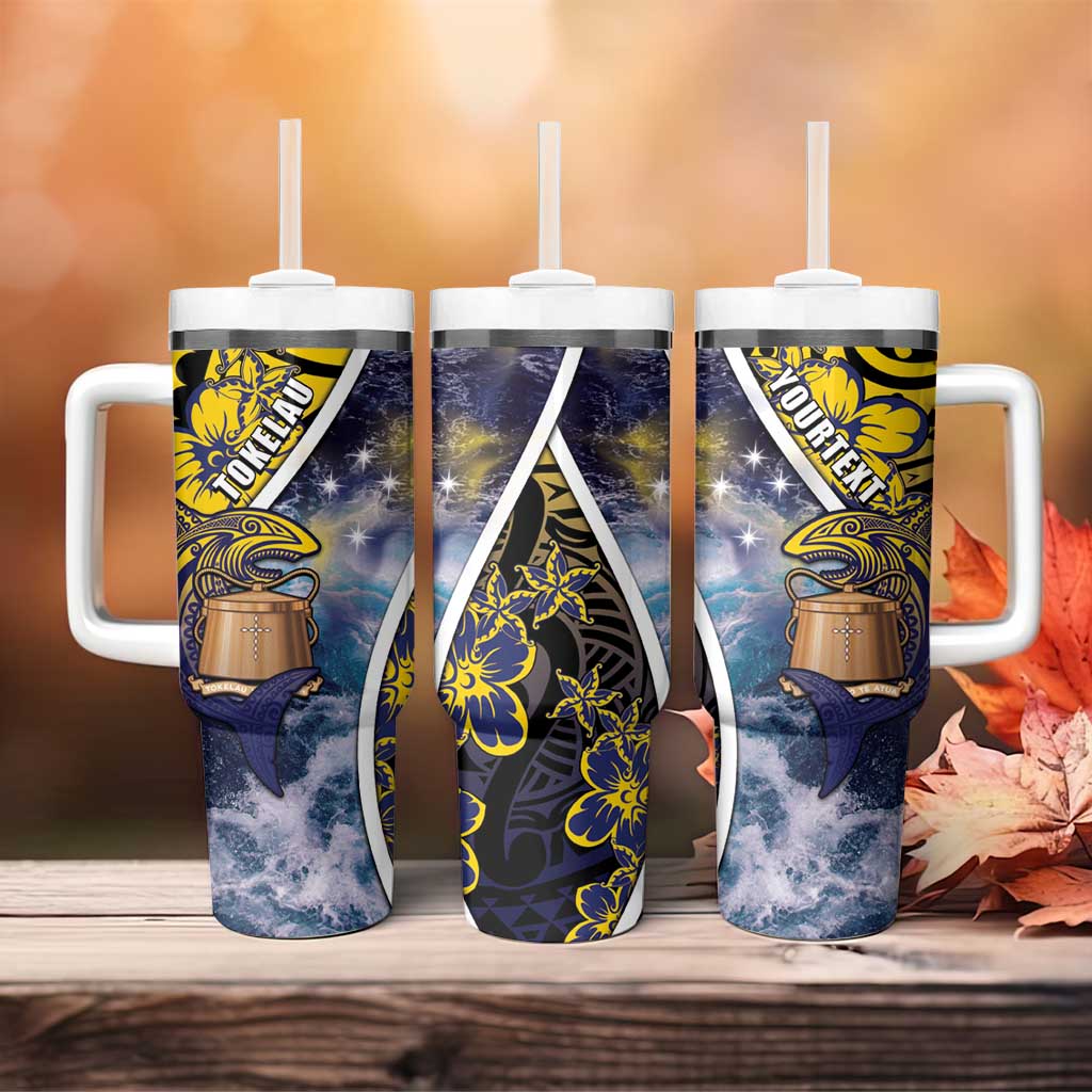 Personalised Tokelau Tumbler With Handle National Badge Waves Style