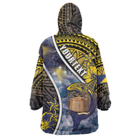 Personalised Tokelau Wearable Blanket Hoodie National Badge Waves Style