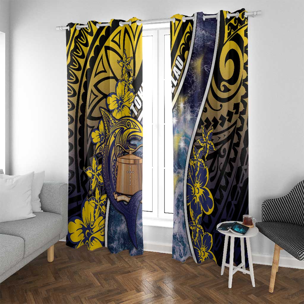 Tokelau Window Curtain National Badge Waves Style