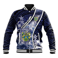 Personalised Pitcairn Islands Baseball Jacket Coat Of Arms Waves Style