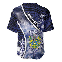 Personalised Pitcairn Islands Baseball Jersey Coat Of Arms Waves Style