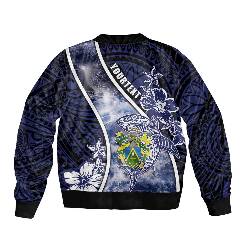 Personalised Pitcairn Islands Bomber Jacket Coat Of Arms Waves Style