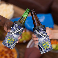 Personalised Pitcairn Islands 4 in 1 Can Cooler Tumbler Coat Of Arms Waves Style