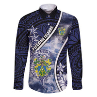 Personalised Pitcairn Islands Family Matching Tank Maxi Dress and Hawaiian Shirt Coat Of Arms Waves Style