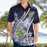 Personalised Pitcairn Islands Hawaiian Shirt Coat Of Arms Waves Style