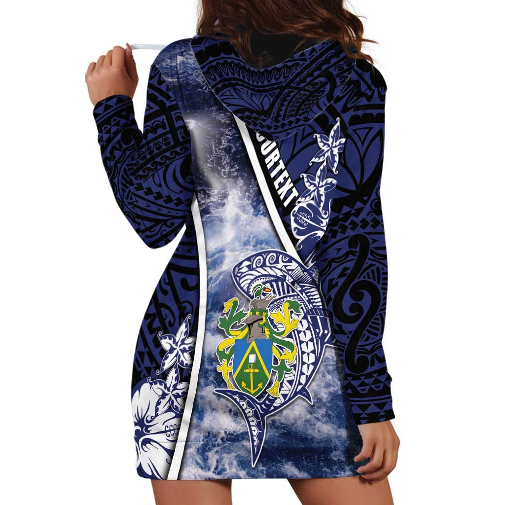 Personalised Pitcairn Islands Hoodie Dress Coat Of Arms Waves Style