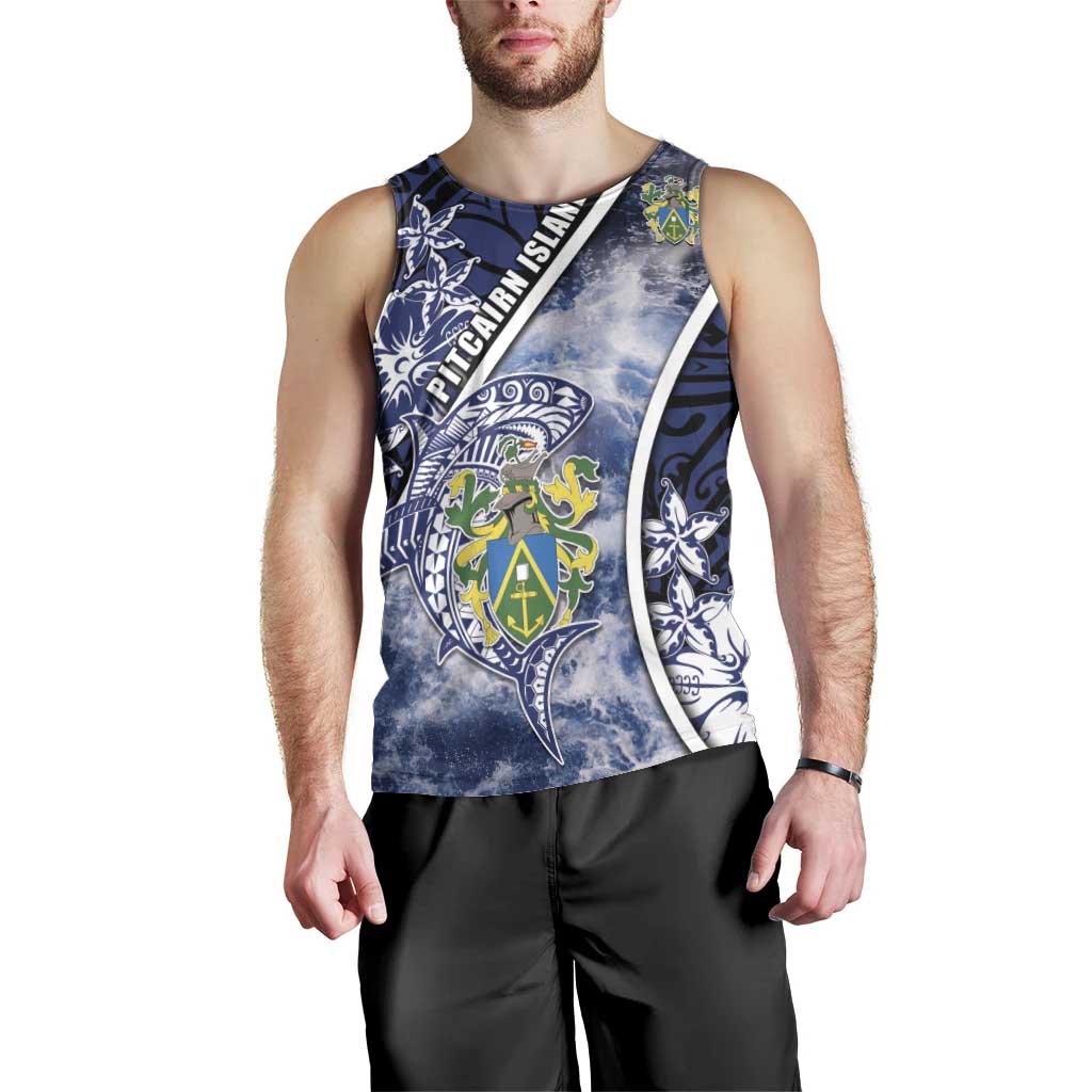 Personalised Pitcairn Islands Men Tank Top Coat Of Arms Waves Style