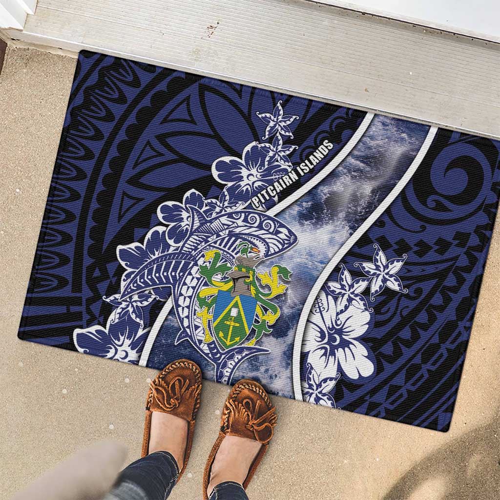 Pitcairn Islands Rubber Doormat Coat Of Arms Waves Style