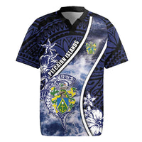 Personalised Pitcairn Islands Rugby Jersey Coat Of Arms Waves Style