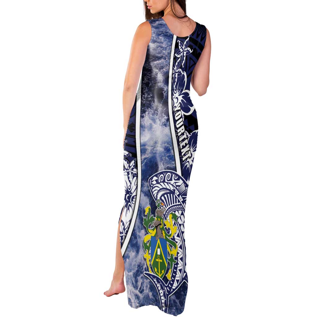 Personalised Pitcairn Islands Tank Maxi Dress Coat Of Arms Waves Style