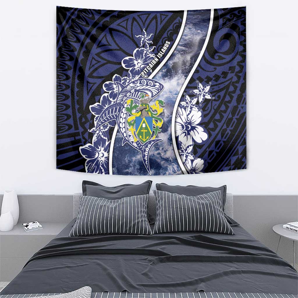 Pitcairn Islands Tapestry Coat Of Arms Waves Style