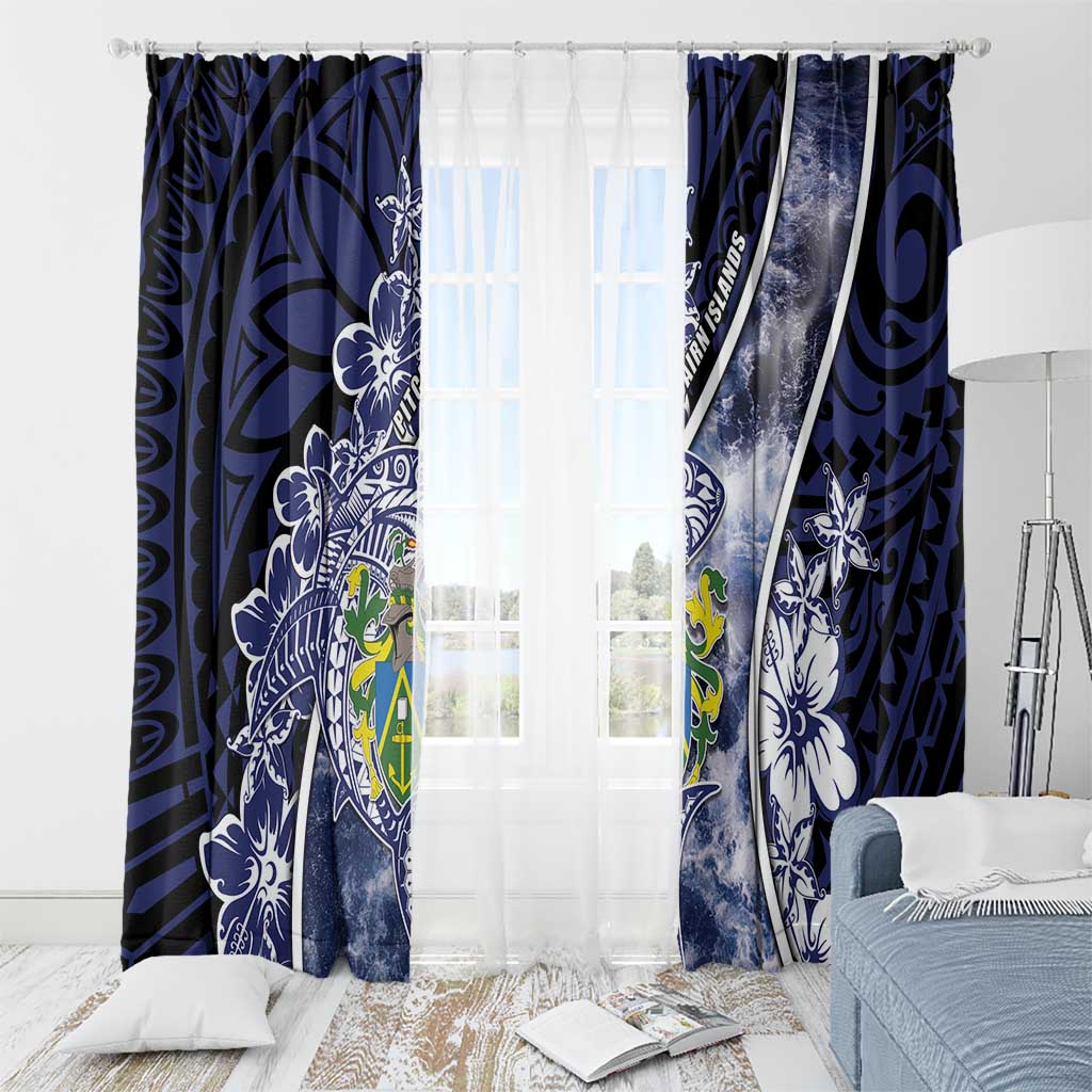 Pitcairn Islands Window Curtain Coat Of Arms Waves Style