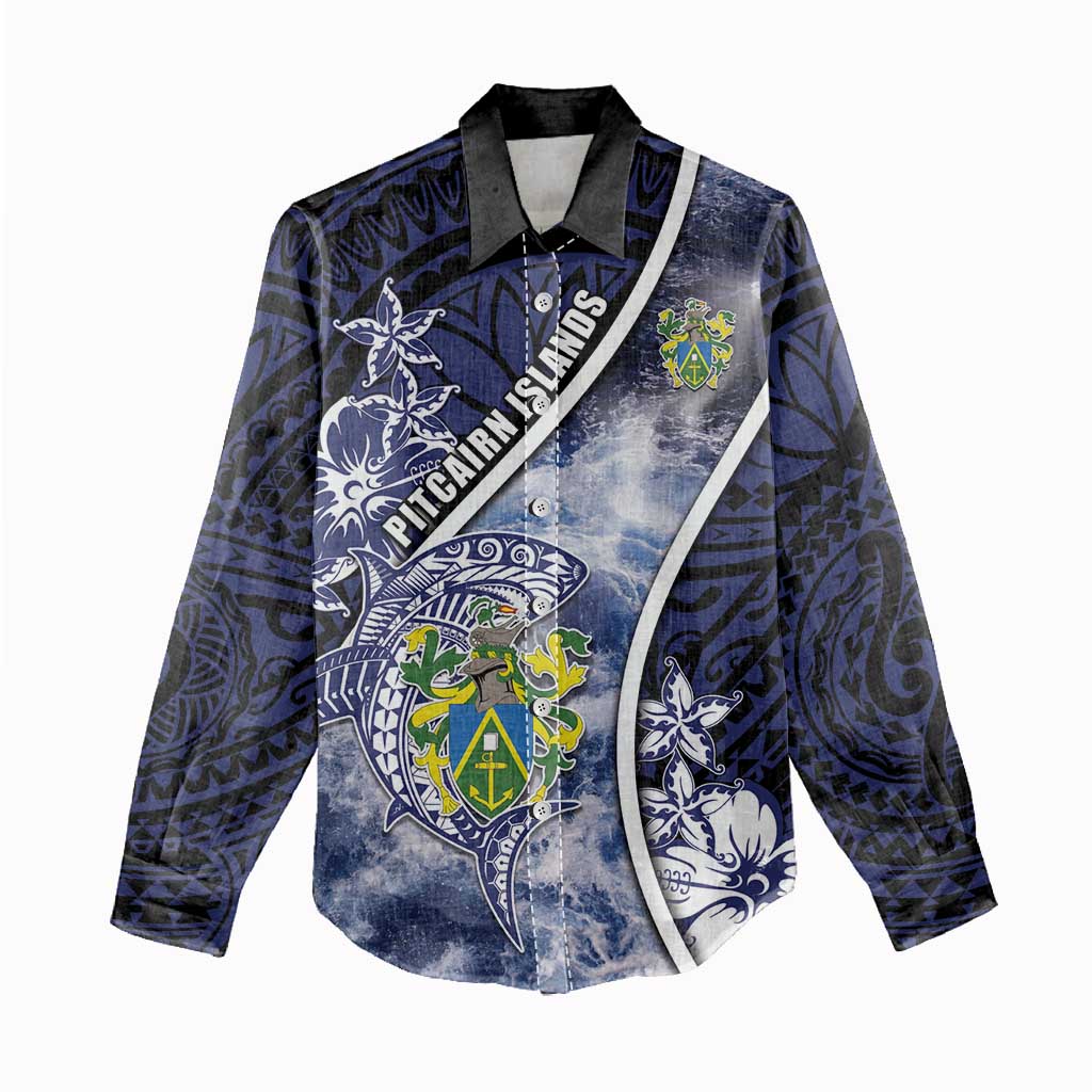 Personalised Pitcairn Islands Women Casual Shirt Coat Of Arms Waves Style