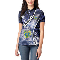 Personalised Pitcairn Islands Women Polo Shirt Coat Of Arms Waves Style
