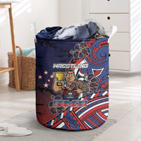 Samoa Wrestling Laundry Basket Polynesian Warrior Funny Style - Polynesian Pride