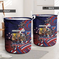 Samoa Wrestling Laundry Basket Polynesian Warrior Funny Style - Polynesian Pride