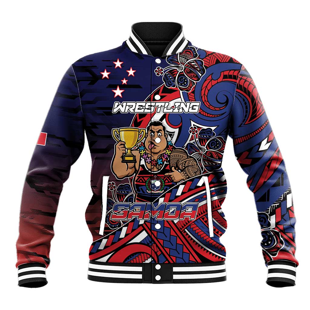 Personalised Samoa Wrestling Baseball Jacket Polynesian Warrior Funny Style - Polynesian Pride